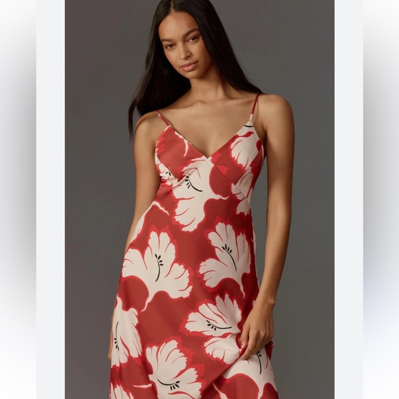 Anthropologie Sleeveless V-Neck Slip Midi Dress - Picture 1 of 5